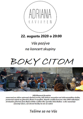 Boky Citom v kaviarni Adriana, 22.8.2020 20:00
