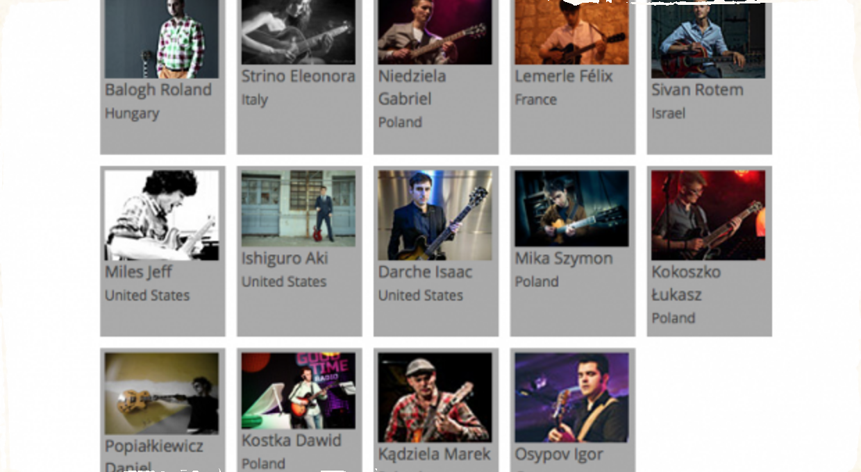 Finalisti prvého ročníka Medzinárodnej súťaže v jazzovej gitare na počesť Jareka Śmietanu